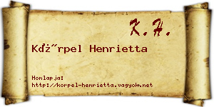 Körpel Henrietta névjegykártya